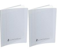 CONQUERANT Cahier Classique 17x22cm Grands Carreaux Seyès 192 Pages Agrafées Couverture Polypro Incolore (Lot de 2)