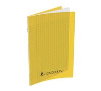 Conquérant Cahier Classique 17x22cm Grands Carreaux Seyès 192 Pages Agrafées Couverture Polypro Jaune