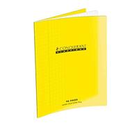 Cahier piqûre 24x32cm 48 pages 90g grands carreaux Seyès. Couverture polypropylène Jaune
