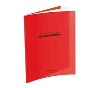 Conquerant Cahier piqué Classique Couverture polypro rigide transparente Seyès 90g 24x32cm 48p Rouge
