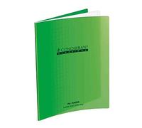 Conquerant Cahier piqué – Couverture polypropylène rigide transparente A4+ 48 p 90 g Séyès Vert