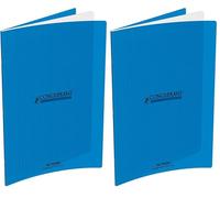 Conquérant Cahier Classique 24x32cm Grands Carreaux Seyès 96 Pages Agrafées Couverture Polypro Bleu (Lot de 2)