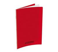 CONQUERANT Cahier 24×32 cm Grands carreaux Seyès 96 pages 90 g/m² Couverture polypro rouge agrafé
