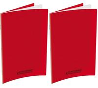 Conquérant Cahier Classique 24x32cm Grands Carreaux Seyès 96 Pages Agrafées Couverture Polypro Rouge (Lot de 2)
