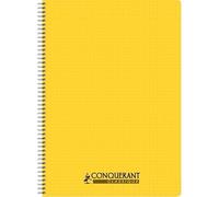 Cahier Conquérant classique A4 petits carreaux 5mm 100 pages reliure spirale couverture polypro coloris assortis