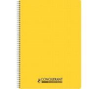 Cahier Conquérant classique A4 petits carreaux 5mm 100 pages reliure spirale couverture polypro coloris assortis