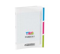 Conquérant Cahier Trio Classique 24x32cm Grands Carreaux Seyès 96 Pages Agrafées Couverture Polypro Incolore