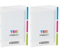 CONQUERANT Cahier Trio Classique 24x32cm Grands Carreaux Seyès 96 Pages Agrafées Couverture Polypro Incolore (Lot de 2)