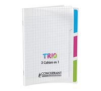 Conquerant Cahier polypro Classique 3 en 1 – 170 x 220 mm – Seyès – 96 p. – 90 g