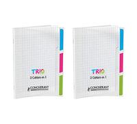 CONQUERANT CLASSIQUE Lot de 2 Cahiers polypro Trio"3 en 1" 170 x 220 mm 96 pages seyès 90g