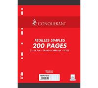 Conquerant Feuillet mobile Sept A4 210 x 297 mm 200 pages 90 g Séyès perforé blanc