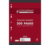 Conquérant Feuilles Simples Recy s A4 Grands Carreaux Seyès 200 Pages Sous Film Blanches