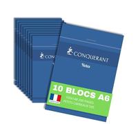 Conquérant lot de 10 Bloc-Notes Sténo A5 Uni 180 Pages Reliure Intégrale Couverture Carte Verte