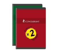 Conquérant Lot de 2 Cahiers A4 180 Pages 70g Q5x5 Reliure Intégrale Couverture Carte Couleurs Assorties