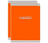 CONQUÉRANT Lot de 2 Cahiers conquérant classique agrafé 24 x 32 cm 96P 90G grands carreaux orange