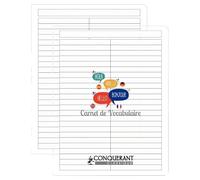 CONQUÉRANT Lot de 2 Cahiers de vocabulaire polypro17X22 cm agrafé 96P réglure spécifique