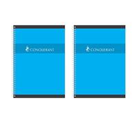 CONQUÉRANT Lot de 2 Cahiers reliure spirale A4 100 pages 70g grands carreaux coloris aléatoires