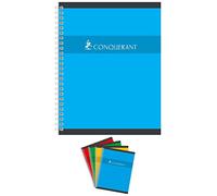 CONQUÉRANT Lot de 2 Cahiers spiralé 17x22cm 100 pages 70g grands carreaux coloris aléatoires
