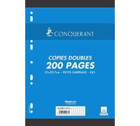 CONQUÉRANT Lot de 2 Copies Doubles 200 Pages A4 70g petits carreaux