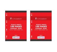 Conquérant Lot de 2 Feuilles Simples A4 Seyès 100 Pages 80g Grands Carreaux Sous Film Roses