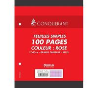 CONQUÉRANT Lot de 2 Feuillets mobiles 17x22cm 100p 80g rose