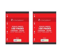 Conquérant Lot de 2 Feuillets mobiles 21x29,7 cm 100 pages grands carreaux jaunes 80g