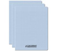 Conquerant Lot De 3 Cahiers Conquérant Polypro Agrafé 24x32 Cm 96p 90g Grands Carreaux Bleu Ciel