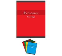 CONQUÉRANT Lot de 3 Cahiers TP 17x22cm 24p+24p grands carreaux/uni blanc 70g/90g coloris aléatoires