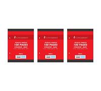 CONQUÉRANT Lot de 3 Feuilles Simples 17x22cm Seyès 100 Pages 80g Grands Carreaux Sous Film Bleues