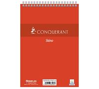 Conquérant Lot de 40 Bloc-Notes Sténo A5 Ligné 7mm 180 Pages Reliure Intégrale Couverture Carte Rouge