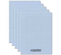 Conquerant Lot De 5 Cahiers Conquérant Polypro Agrafé 24x32 Cm 96p 90g Grands Carreaux Bleu Ciel