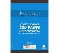 CONQUÉRANT Lot de 5 Copies doubles non perforées blanches 21x29,7cm 200pages SEYES 70g