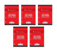 Conquérant Lot de 5 Feuilles Simples A4 Seyès 100 Pages 80g Grands Carreaux Sous Film Roses
