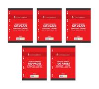 Conquérant Lot de 5 Feuillets mobiles 21x29,7 cm 100 pages grands carreaux jaunes 80g