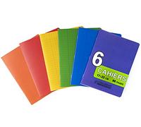 Conquérant Lot de 6 Cahiers 17x22cm Grands Carreaux Seyès 96 Pages Agrafées 90g, Couleurs Assortis