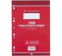 Feuillet mobile conquérant sept a4 210x297mm 200 pages 90g 5x5mm perforé coloris blanc