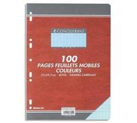 CONQUÉRANT SEPT Feuillets mobiles 21x29,7 cm 100 pages grands carreaux bleus 80g