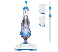 Consciot Aspirateur de piscine pour piscine hors sol et piscine creusée, nettoyeur portatif rechargeable avec manche télescopique, aspiration de 18,5 GPM, tête de 34 cm, autonomie de 60 minutes, pour