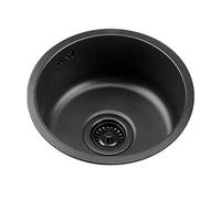Conslika Évier Rond, Évier Noir en Acier Inoxydable 304, 30/35/42cm, Petit évier de Bar, cuve Unique(35cm)