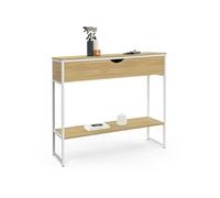 IDMarket Console Detroit 1 tiroir 1 étagère design industriel bois et métal blanc