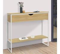 IDMarket Console Detroit 1 tiroir 1 étagère design industriel bois et métal blanc
