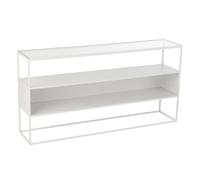 Console 140x30x72 cm en métal blanc et verre - METTI