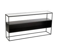 Console 140x30x72 cm en métal noir et verre - METTI