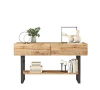 Console 2 niches fermées Soléa en bois - Beige et noir