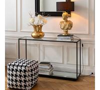 Console 2 niveaux 132x36x81 cm en verre et métal noir - LUKA