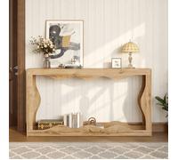 Console 2 Niveaux avec Rangement Ouvert - TCQPZ - Bois Naturel, pour Entrée, Couloir, Salon, 160,5×30×86,5 cm