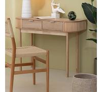 Console 2 tiroirs 100x40x76 cm en hévéa naturel - VIKEA