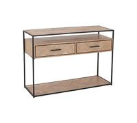 Console 2 tiroirs 120x40x80 cm décor chevron et métal noir - YREZ