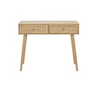Console 2 Tiroirs Effet Bois et Façades Rotin - MAYA -