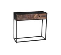 Console 2 Tiroirs en Métal Noir et Bois Recyclé - JORDAN -